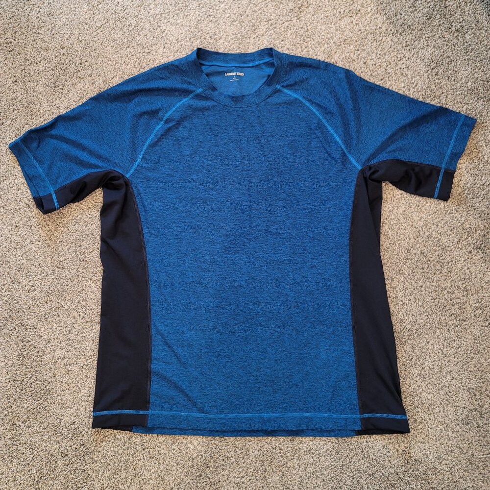 Lands' End Men's Crew Neck Short Sleeve Rash Guard Large